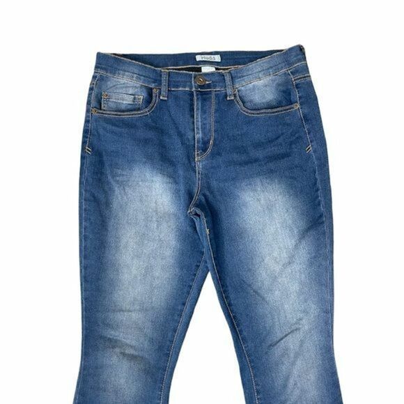 Mudd Women Blue Jeans Sz 11 Skinny Love Peace Happiness - Picture 4 of 9